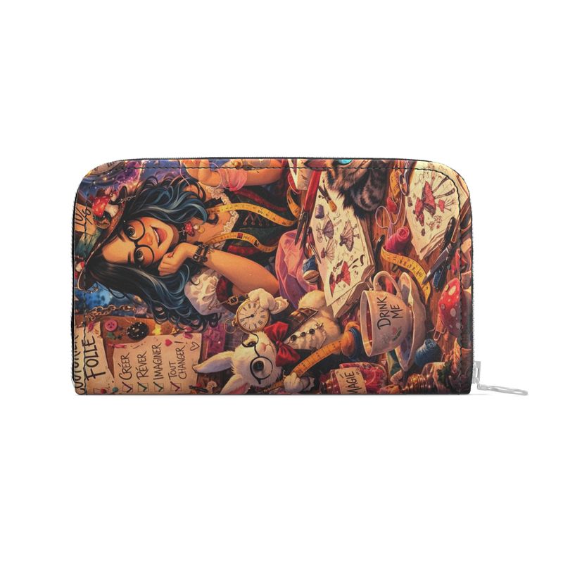 Portefeuille en cuir zippé